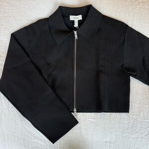 New with Tags COS Black Cropped Zip Up Women's Jacket size S